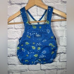 Vintage Oshkosh bgosh shortalls overalls sea‎ turtle 90’s rare print size 6-9 M